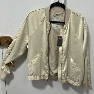 Abercrombie & Fitch Ivory Satin Bomber